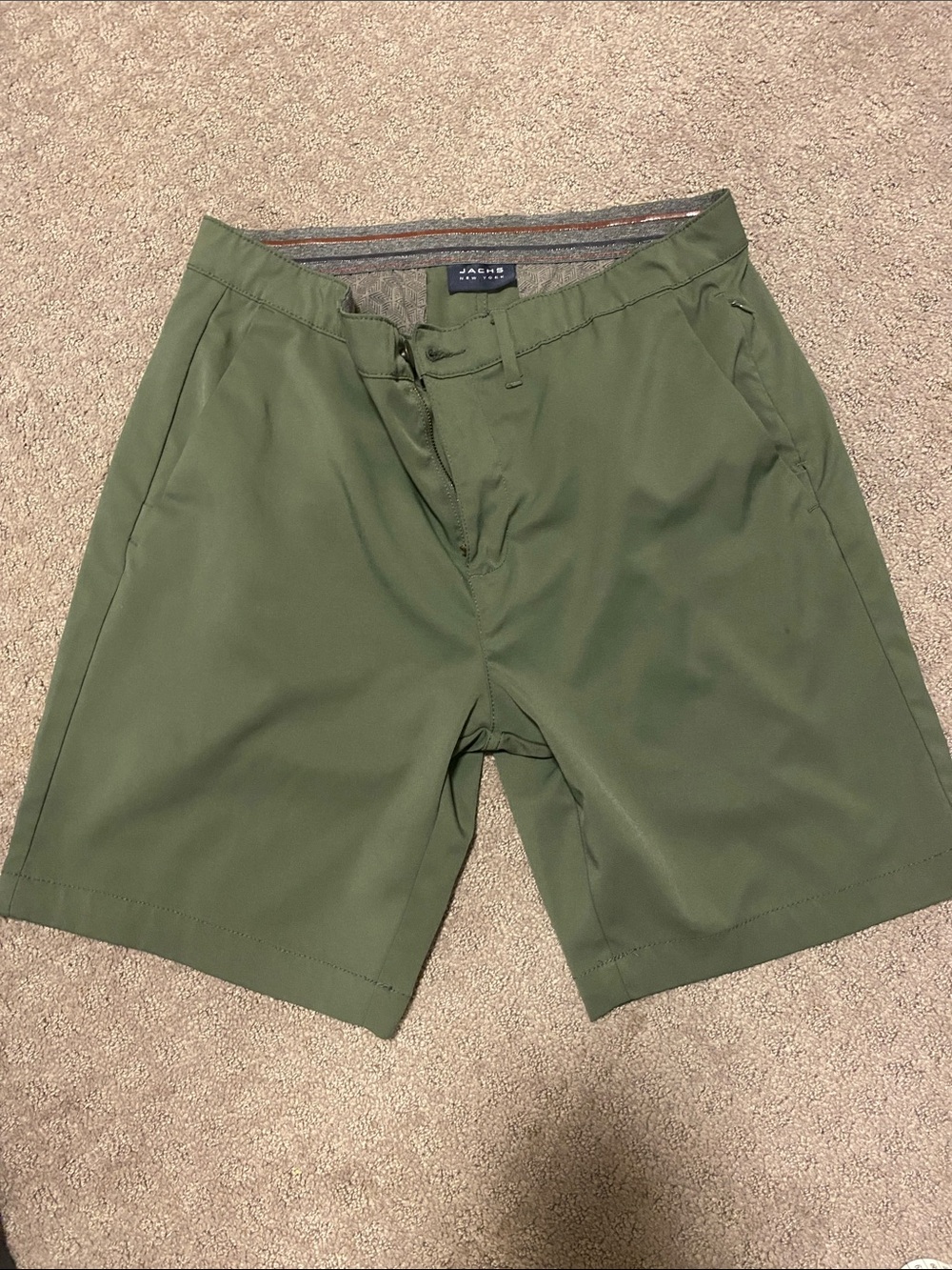 Jach’s Performance men's olive green flat-front shorts